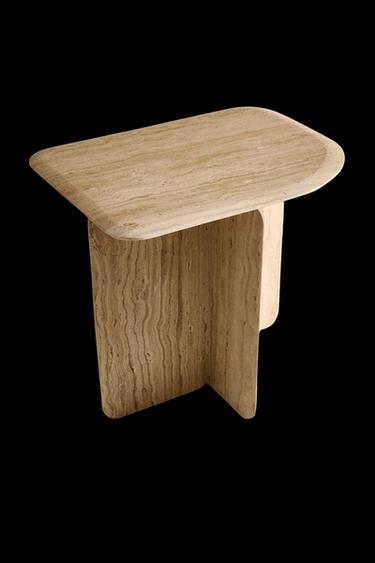 TRAVERTINE SIDE TABLE - Ecru by Zara