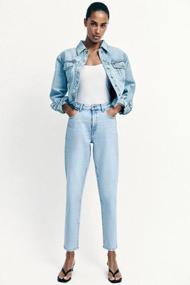 Zara Z.01 MOM FIT HIGH-RISE JEANS - Light blue