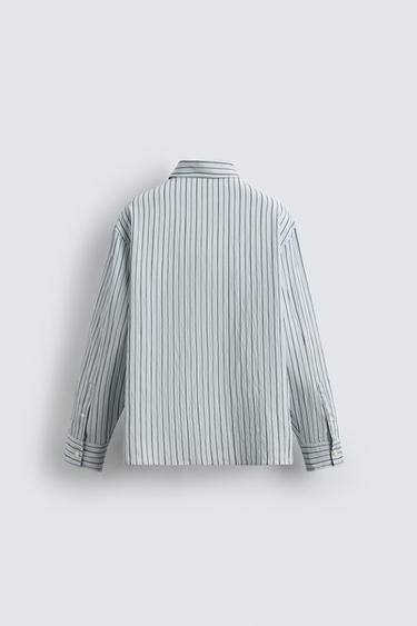 CHEMISE STRUCTURÉE À RAYURES - Bleu ciel de Zara - Image 7