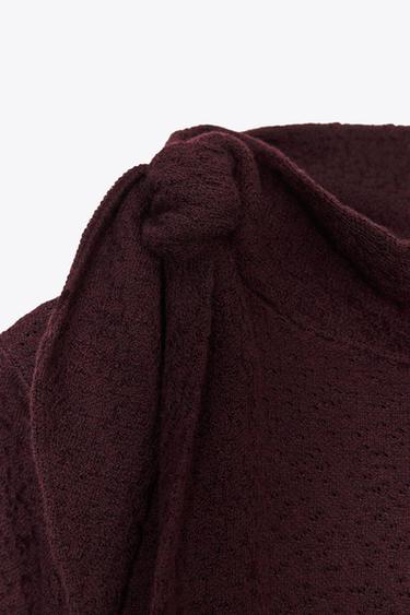 KNOTTED KNIT TOP - Burgundy by Zara - Image 7