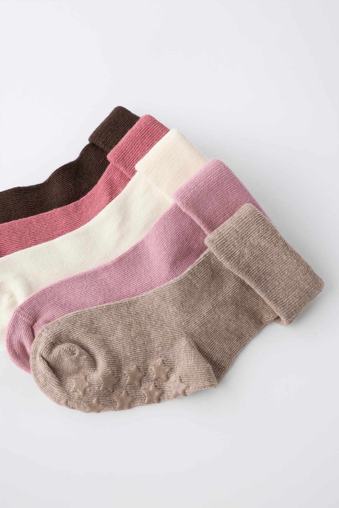 5-PACK OF NON-SLIP SOCKS — Pink