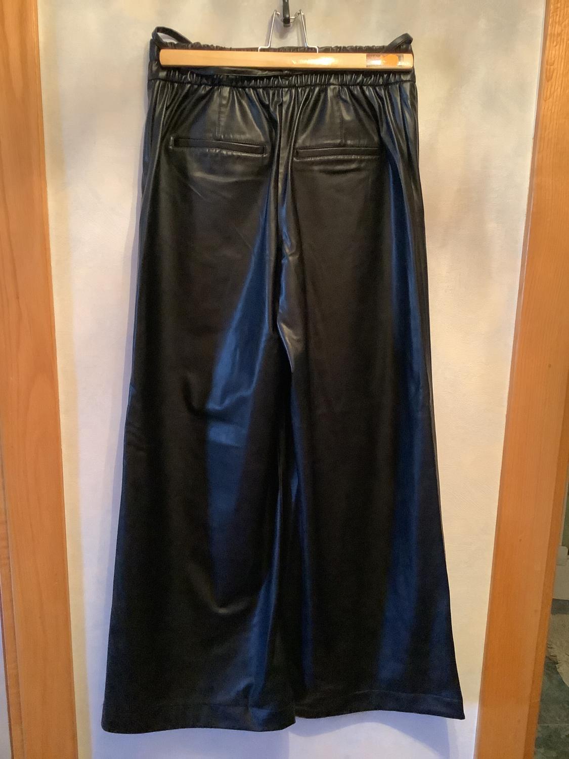 FAUX LEATHER WIDE-LEG TROUSERS - Image 2