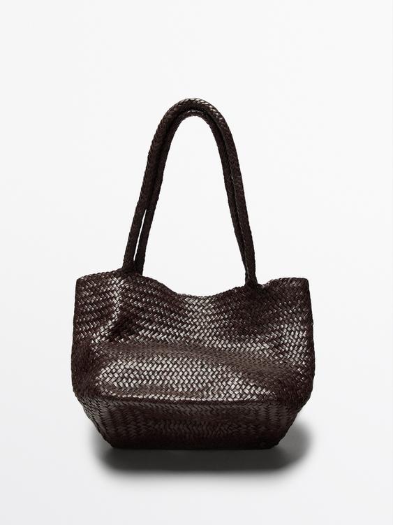 Large braided nappa tote bag