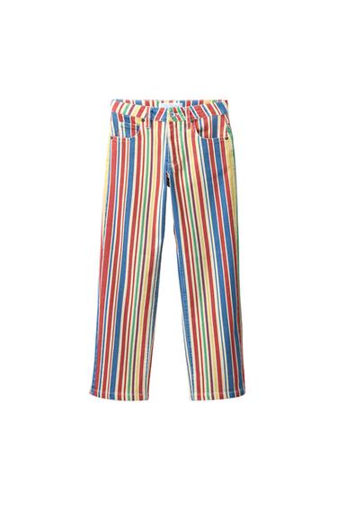 Zara STRIPED STRAIGHT LEG JEANS - striped