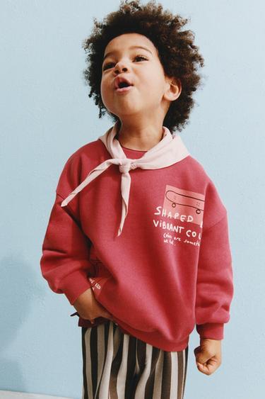 SKATE PRINT SWEATSHIRT - Reddish by Zara