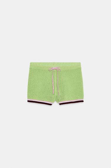 SHORT EN MAILLE À TAILLE ÉLASTIQUE - Vert de Zara - Image 4