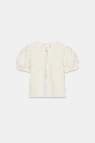 TOP EN MAILLE À MANCHES BOUFFANTES - Écru de Zara - Image 5