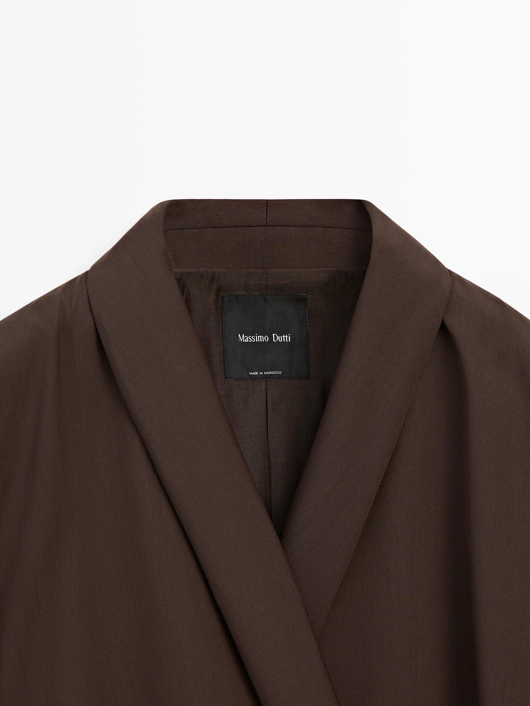 Wool blend blazer with tie detail