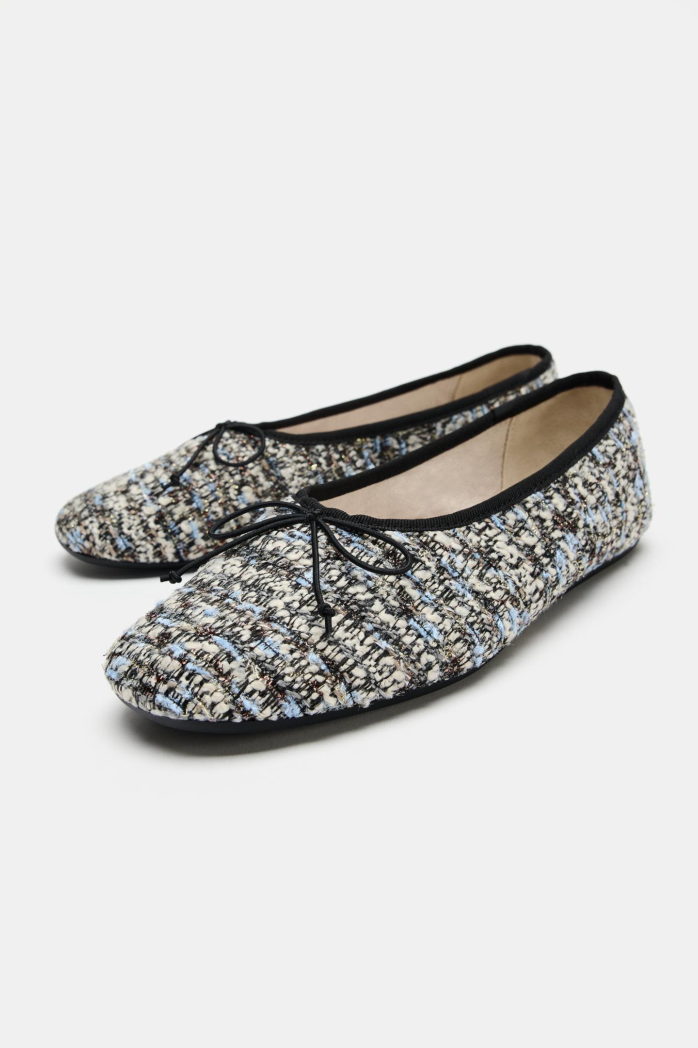 Женские балетки Zara Fabric Bow Ballet, цвет: Разноцветный — фото 4