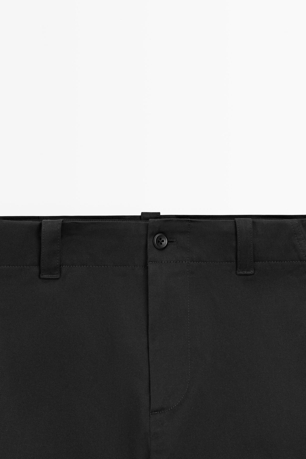 Cotton blend pants with waist detail — Black