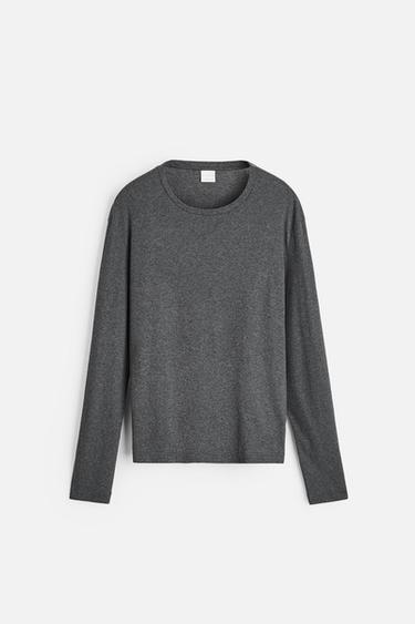CREPE LONG SLEEVE T-SHIRT - Anthracite grey by Zara