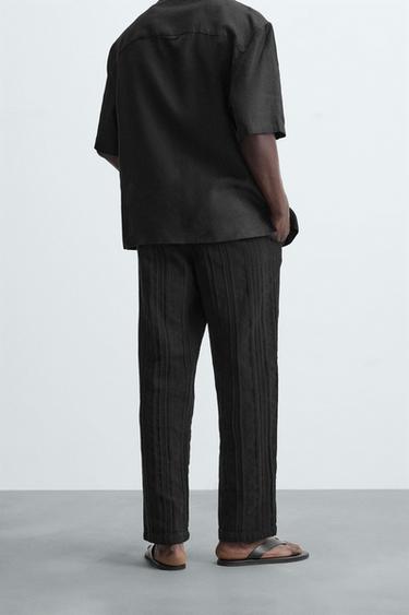 RELAXED FIT TEXTURED TROUSERS - Black by Zara - Image 2