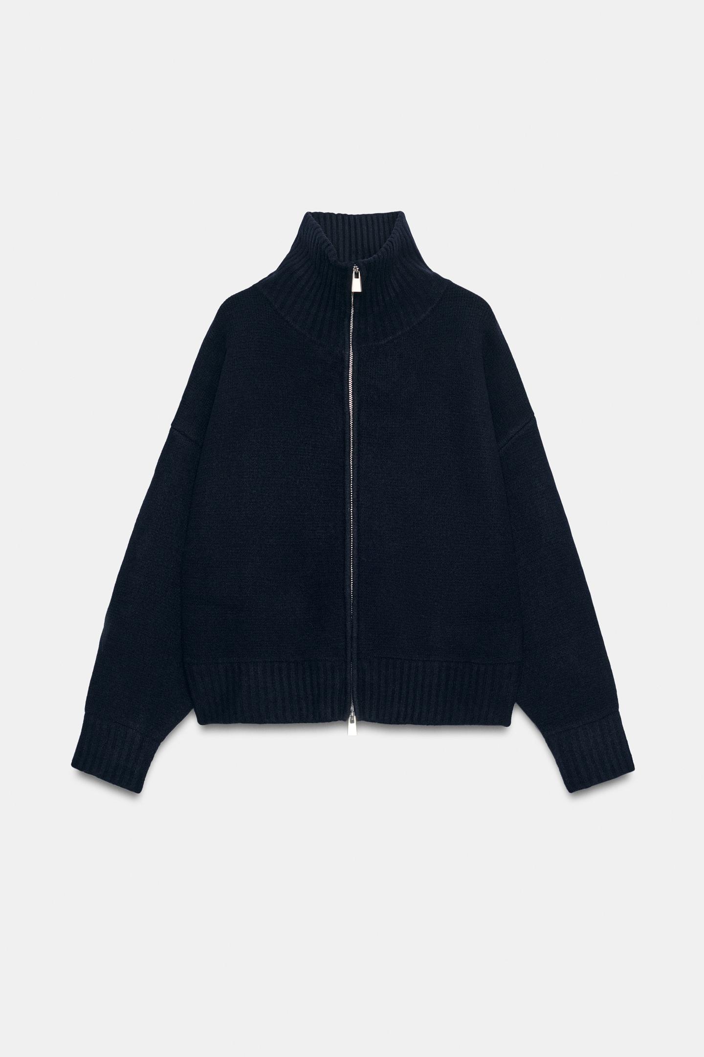 Женский кардиган Zara High Neck, цвет: Тёмно-синий — фото 9