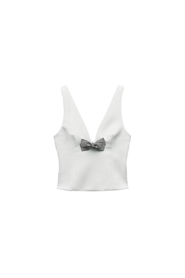 TOP WITH RHINESTONE BOW