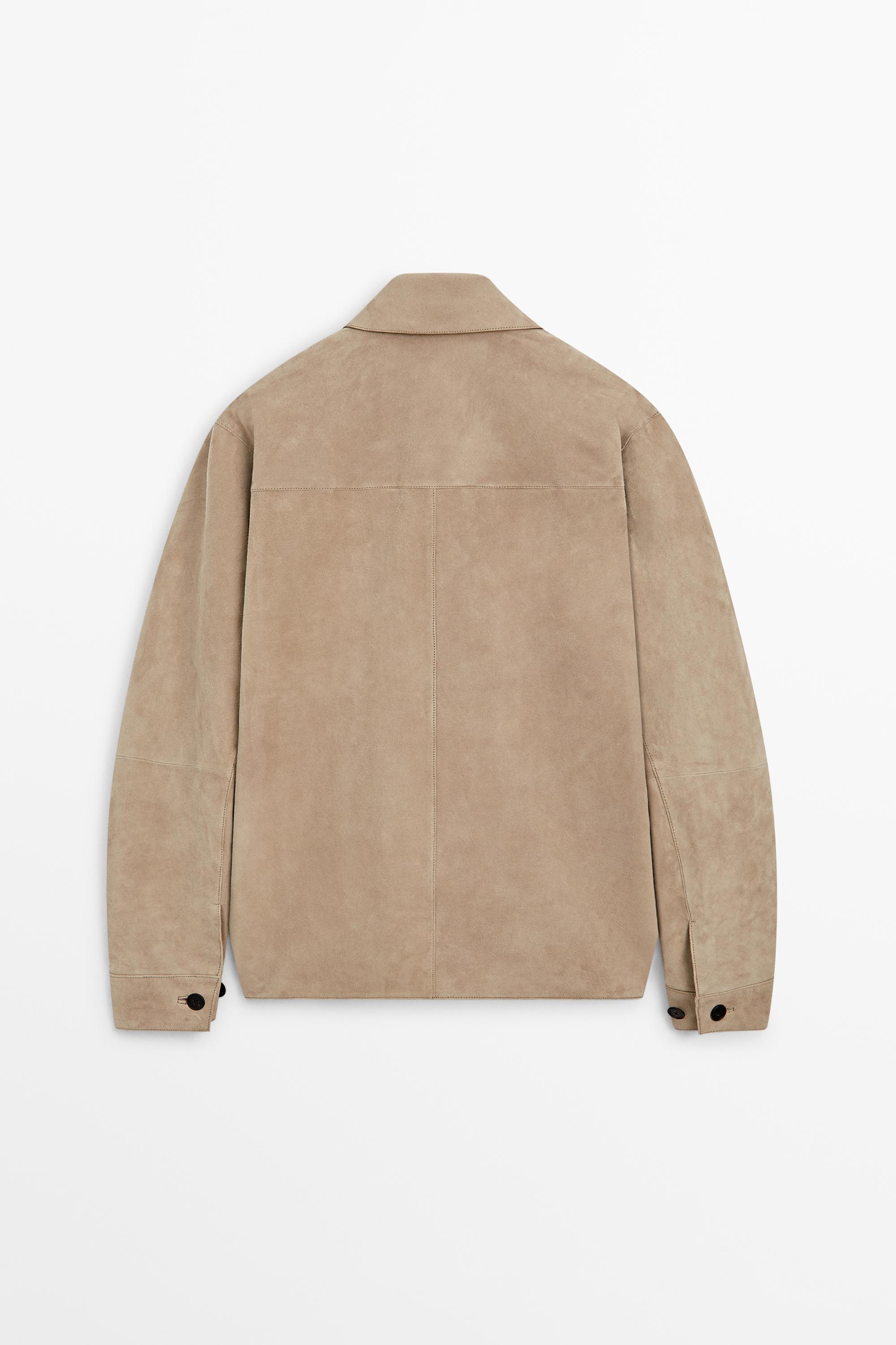 Suede leather overshirt