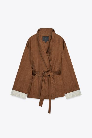 ZW COLLECTION JACQUARD KIMONO JACKET - Russet by Zara - Image 3