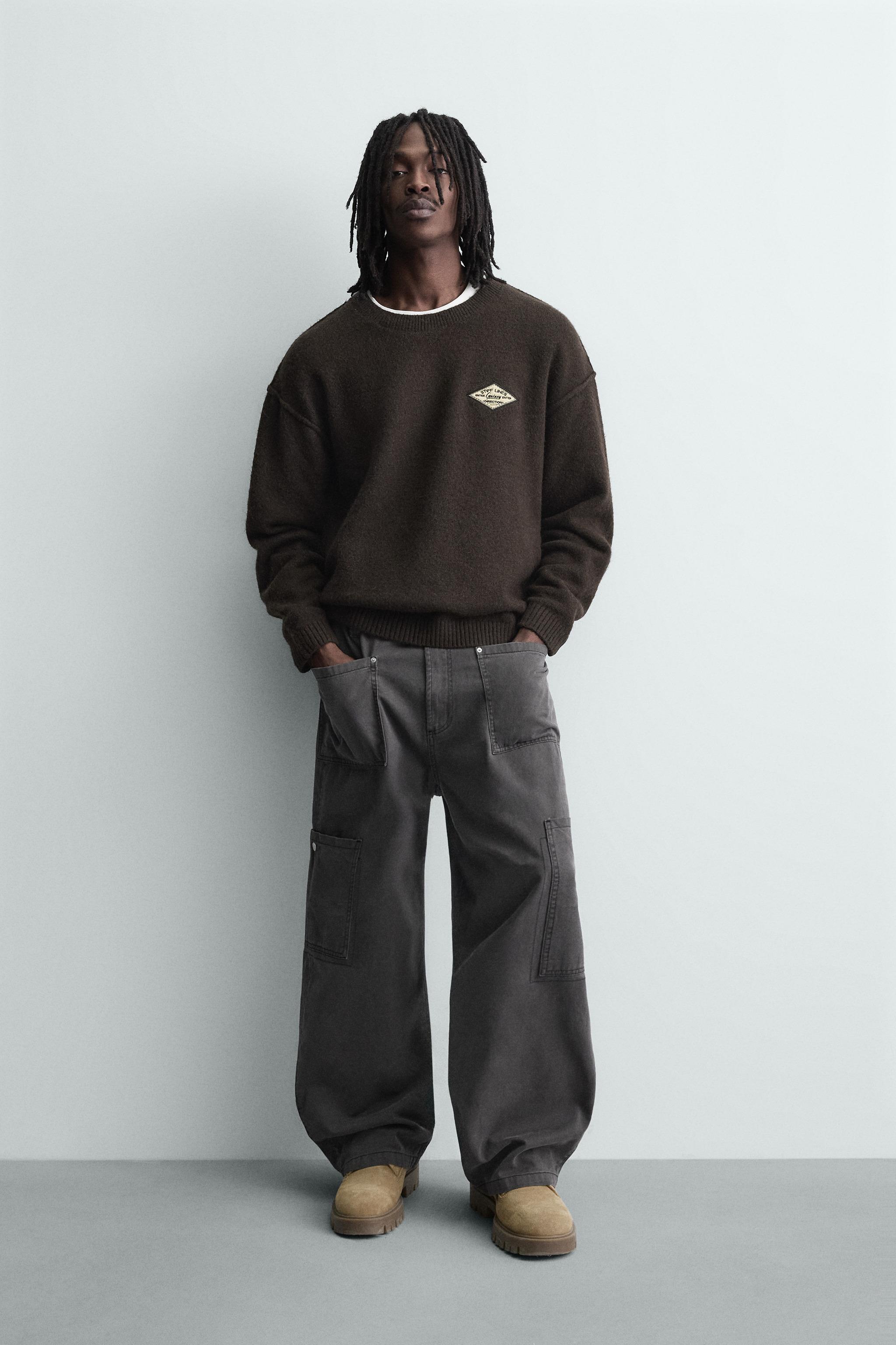 トップス saraL JACQUARD TEXT JUMPER - Brown | ZARA United States