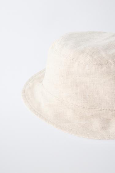 CHAPEAU BOB 100% LIN - Beige clair de Zara - Image 1