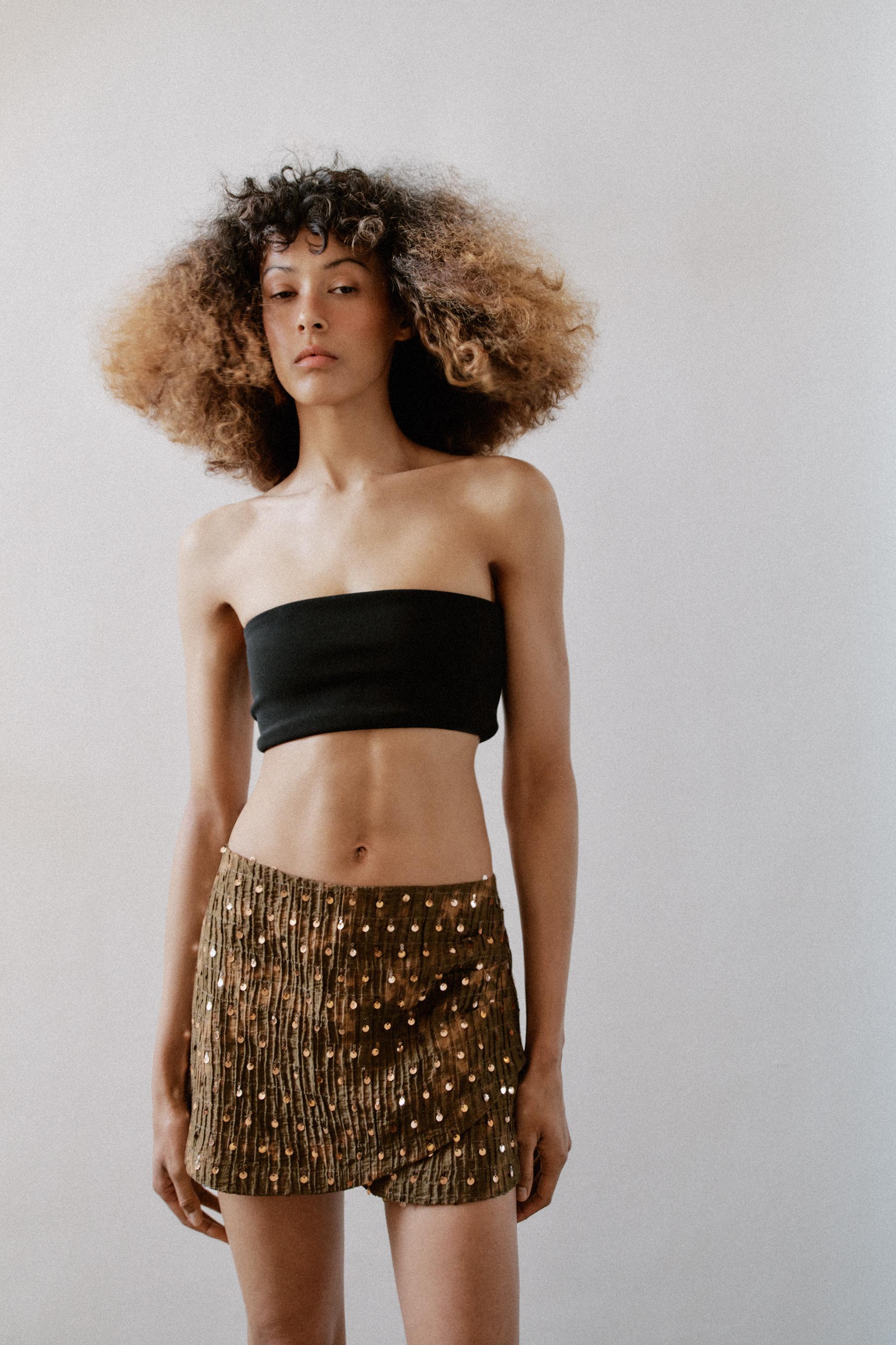 JUPE-PANTALON CROISÉE À PAILLETTES