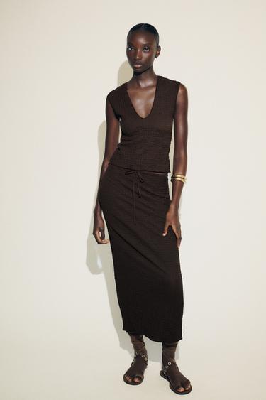 Zara TEXTURED TOP - Chocolate - Image 0