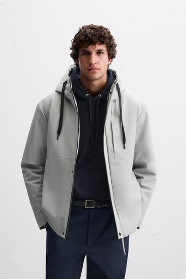BLOUSON TECHNIQUE À CAPUCHE - Gris de Zara