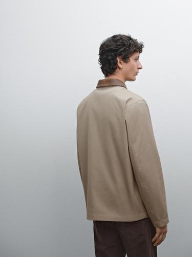 Veste courte avec col en cuir - Pierre de Zara