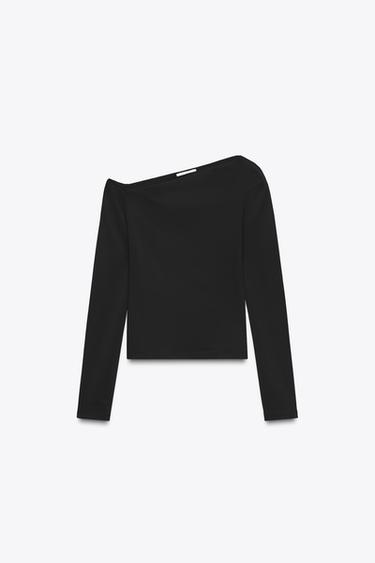 ASYMMETRIC POLYAMIDE T-SHIRT - Black by Zara