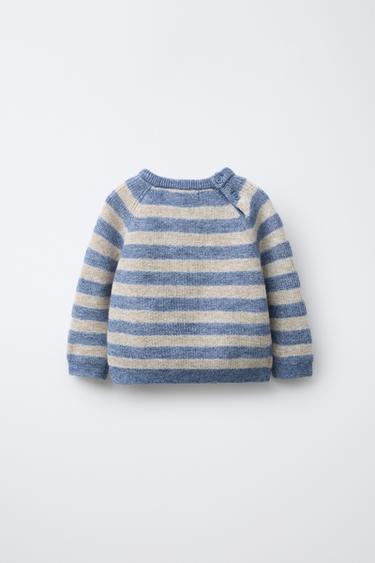 STRIPED WOOL AND CASHMERE SWEATER - Blue marl by Zara - Image 1