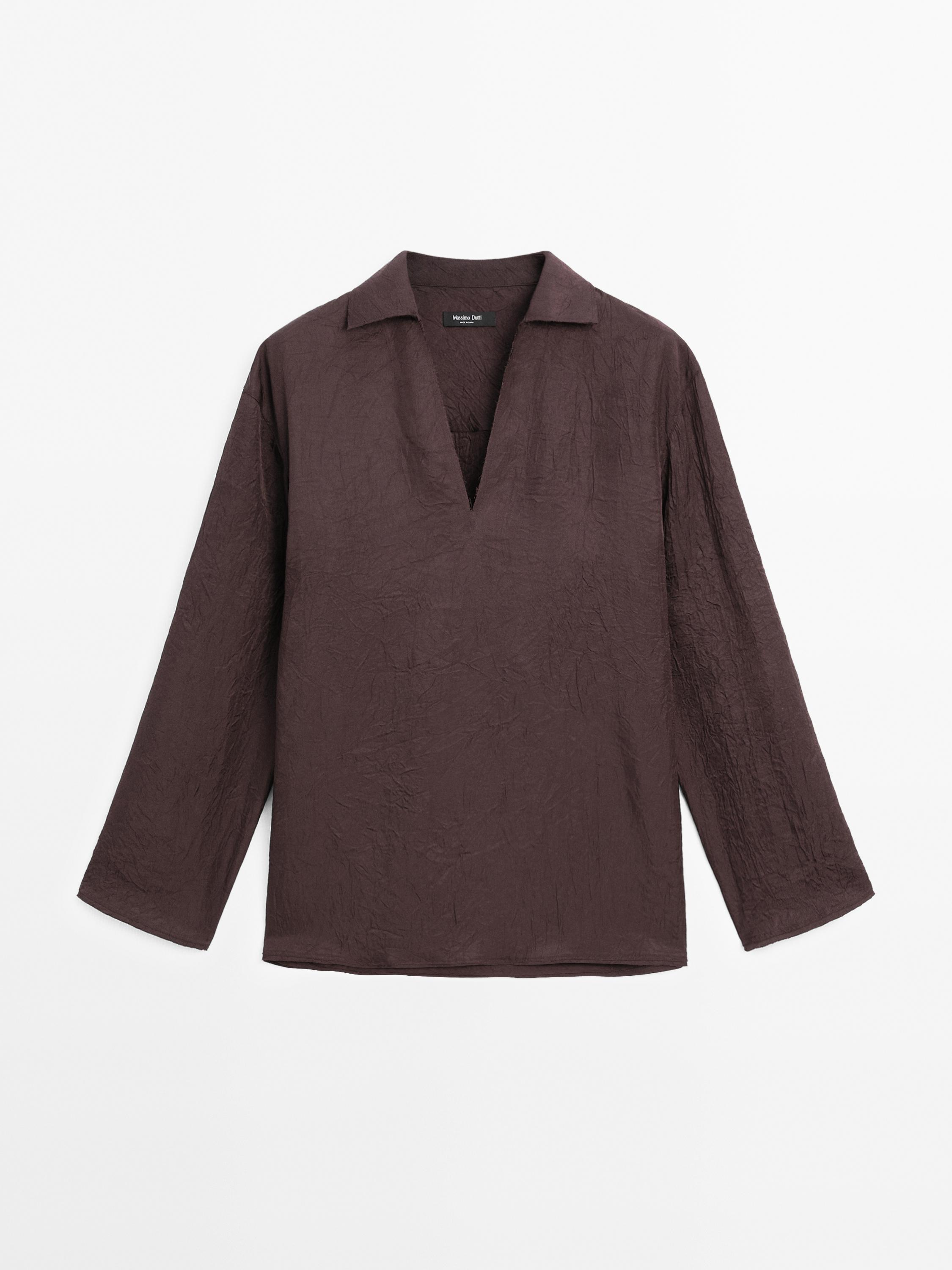 Chemise fluide à manches longues fendue