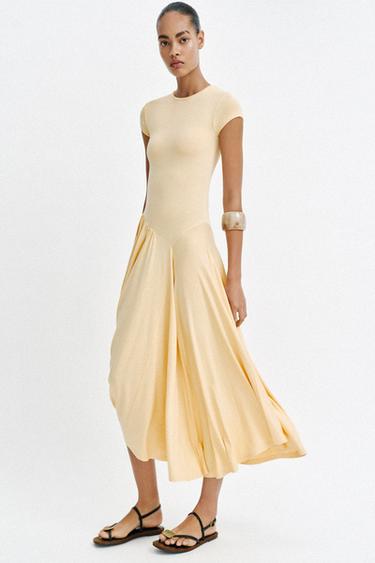 ASYMMETRIC LONG DRESS - Vanilla by Zara