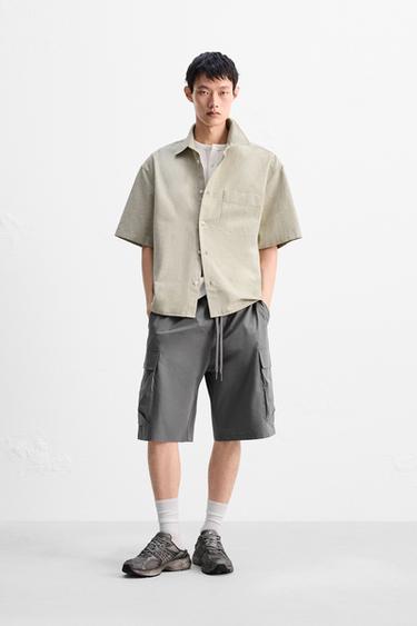 Zara 紋理牛津襯衫 - 灰綠色