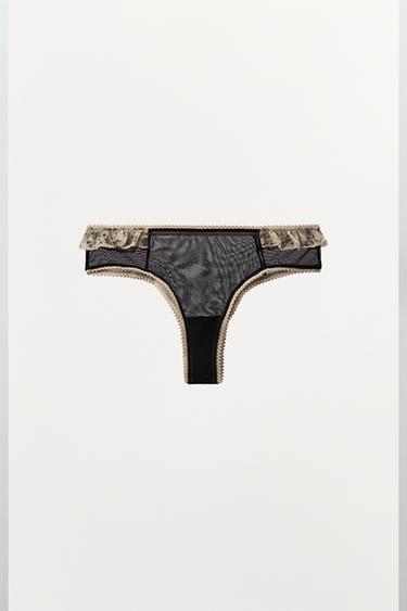 CULOTTE MESH DENTELLE - Noir de Zara - Image 3