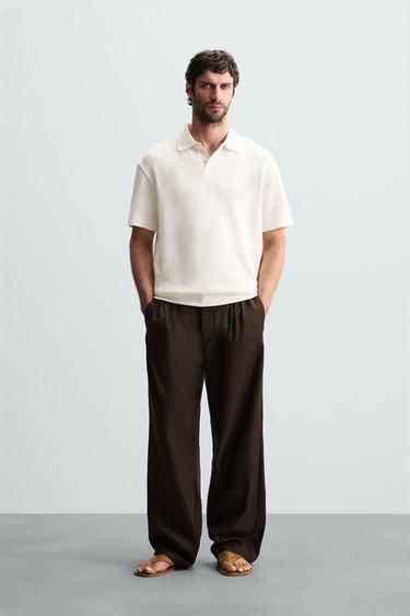 POLO ESTRUTURA JACQUARD - Branco-marfim da Zara - Imagem 0