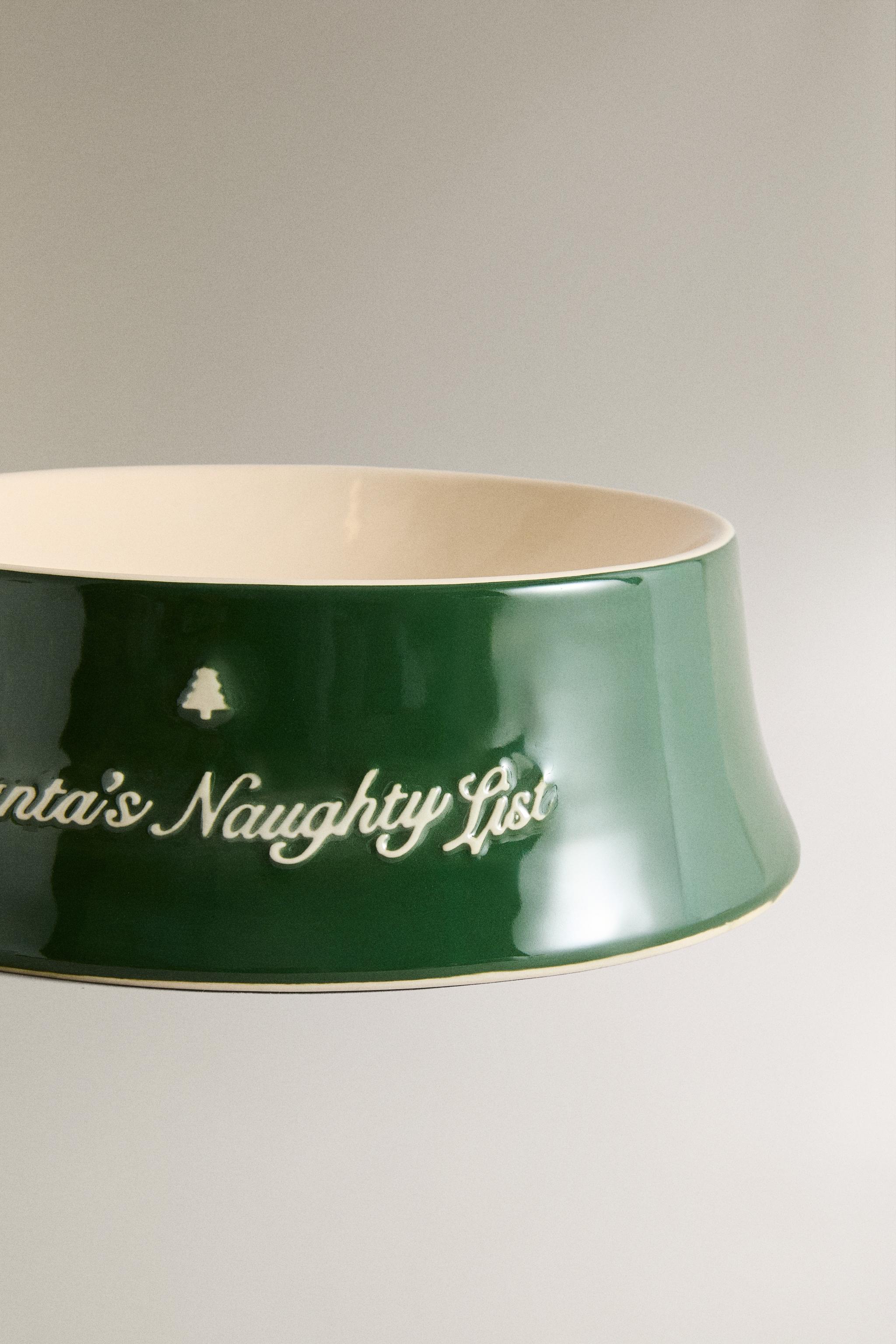 CHRISTMAS STONEWARE PET FOOD BOWL