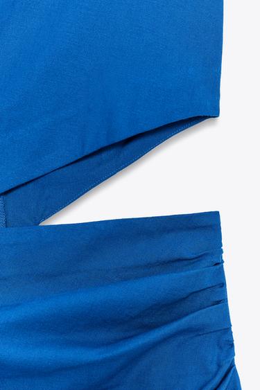 CUT-OUT MIDI DRESS WITH LINEN - Cobalt by Zara - Image 6