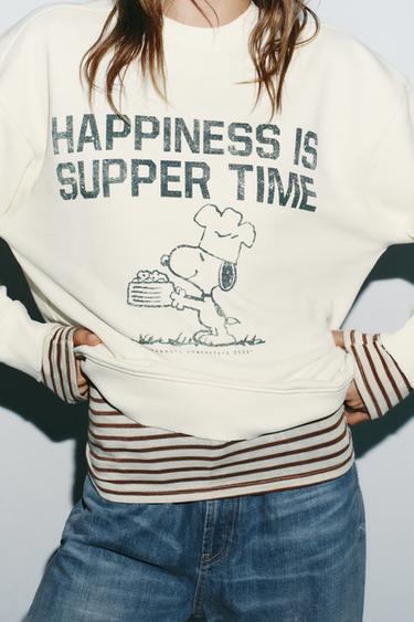 SWEAT EFFET DÉLAVÉ SNOOPY PEANUTS™ - Écru de Zara - Image 4