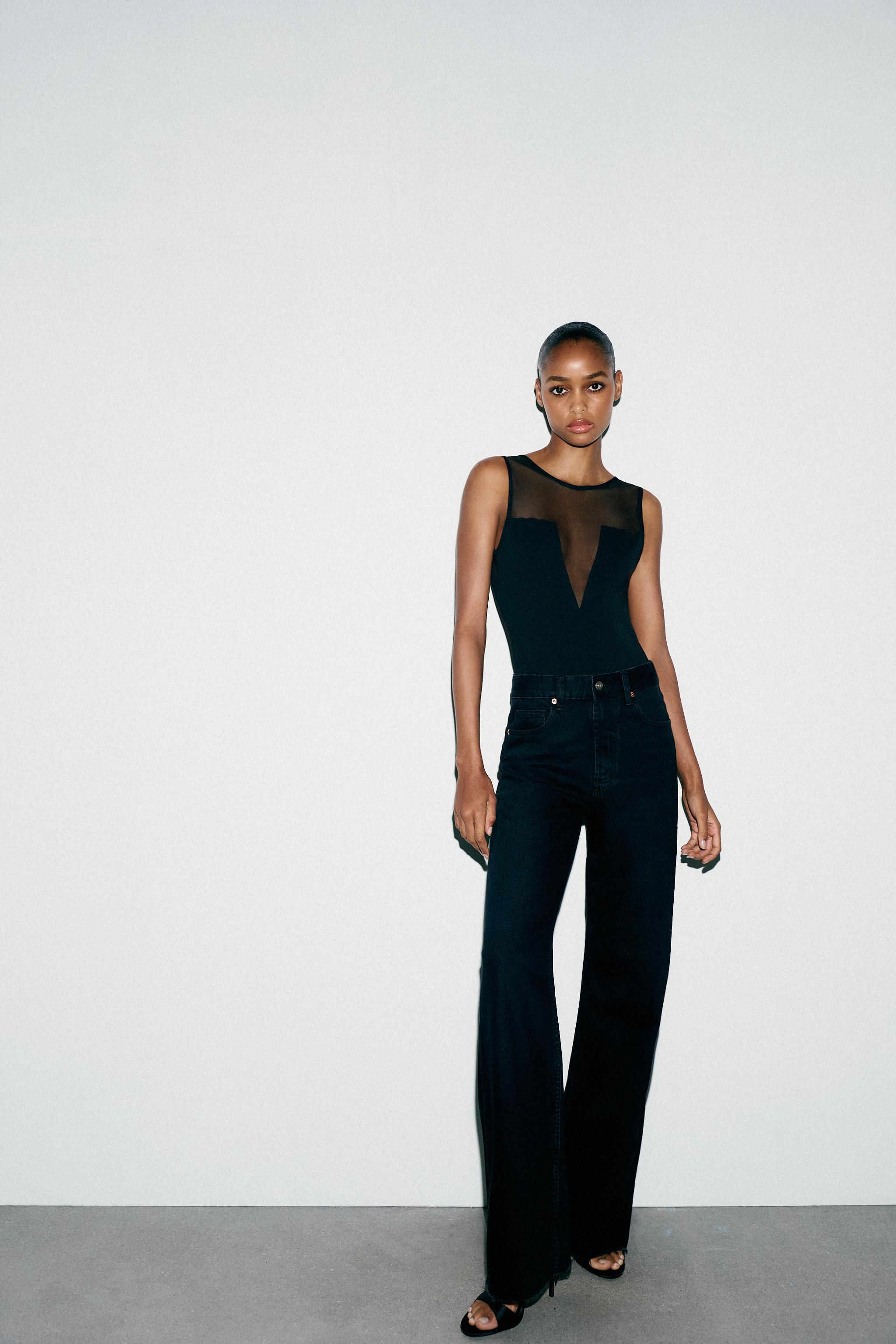 CREPE TULLE COMBINATION BODYSUIT