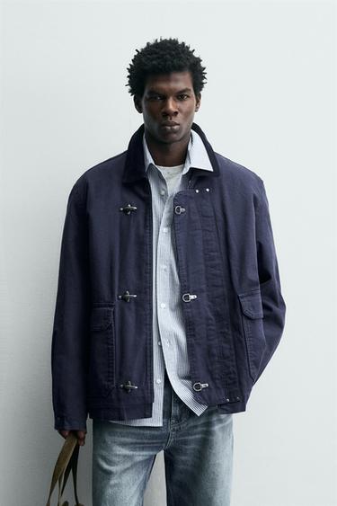 CONTRAST COLLAR FIREMAN CLASP JACKET - Bluish by Zara