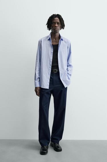 CAMISA SLIM FIT ESTRUCTURA - Celeste de Zara - Imagen 0