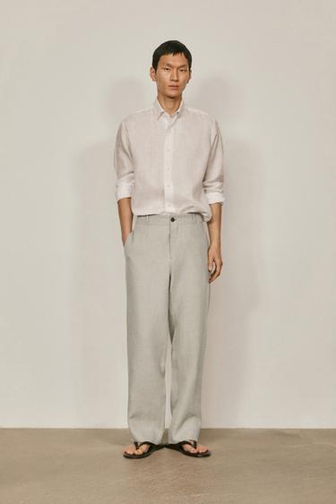 Zara 100% linen pants - LIMITED EDITION - Hunter green - Image 0