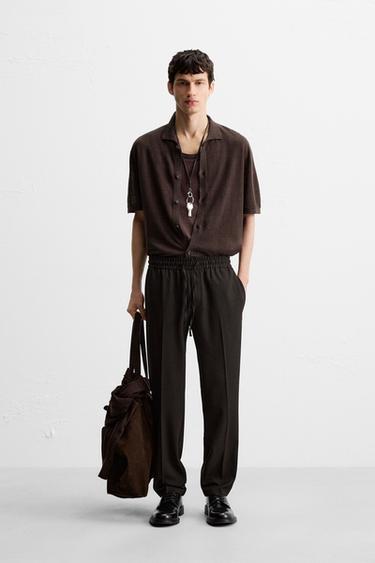 COMFORT FIT JOGGER WAIST TROUSERS - Brown by Zara