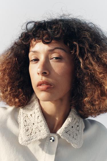 VESTE SAFARI COL EN CROCHET - Écru / Beige de Zara - Image 2