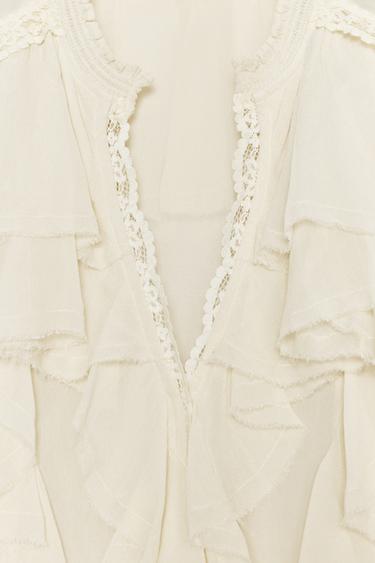 ZW COLLECTION LACE RUFFLE BLOUSE - Ecru by Zara - Image 8