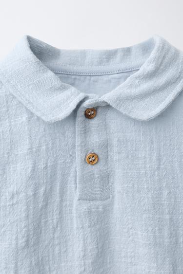 TEXTURED SHIRT WITH POLO COLLAR - Bluish by Zara - Image 2