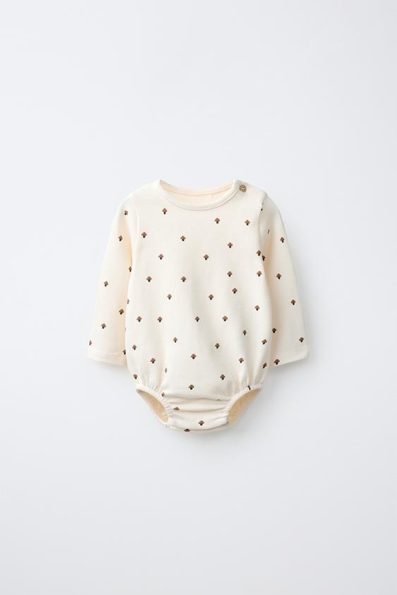 MUSHROOM PRINT BODYSUIT - Ecru de Zara - Imagen 0