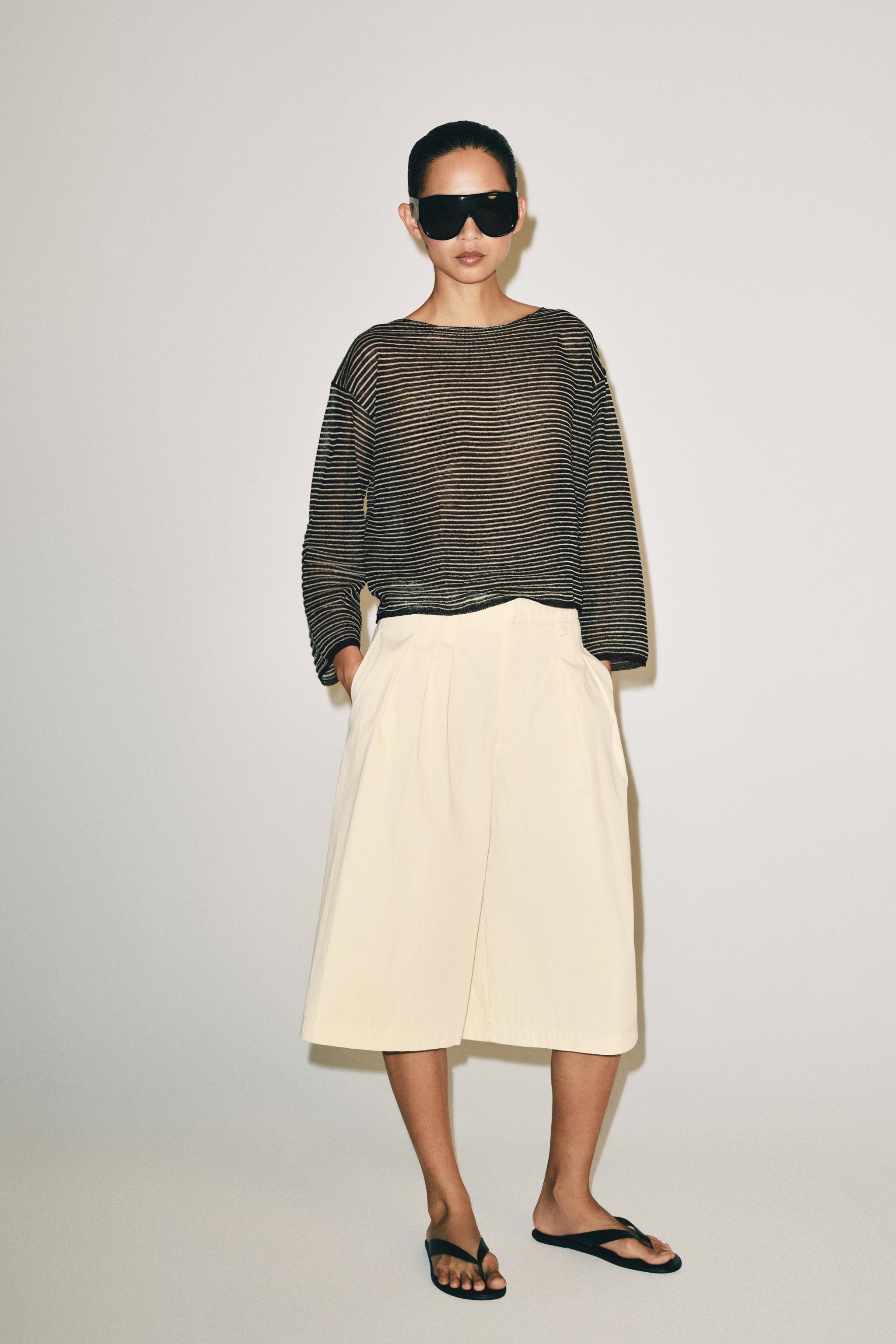 Женские свитеры Zara STRIPED FINE KNIT LINEN JUMPER — фото 4