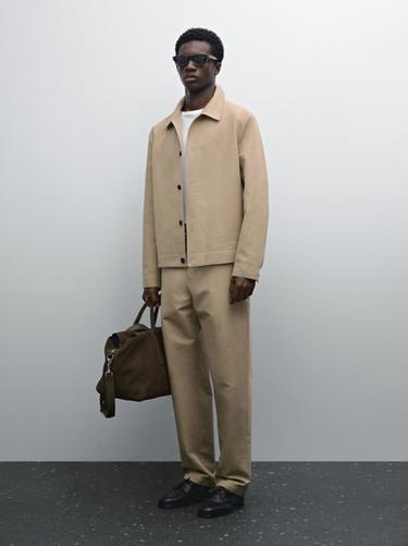 Zara Cotton blend overshirt - taupe brown - Image 0
