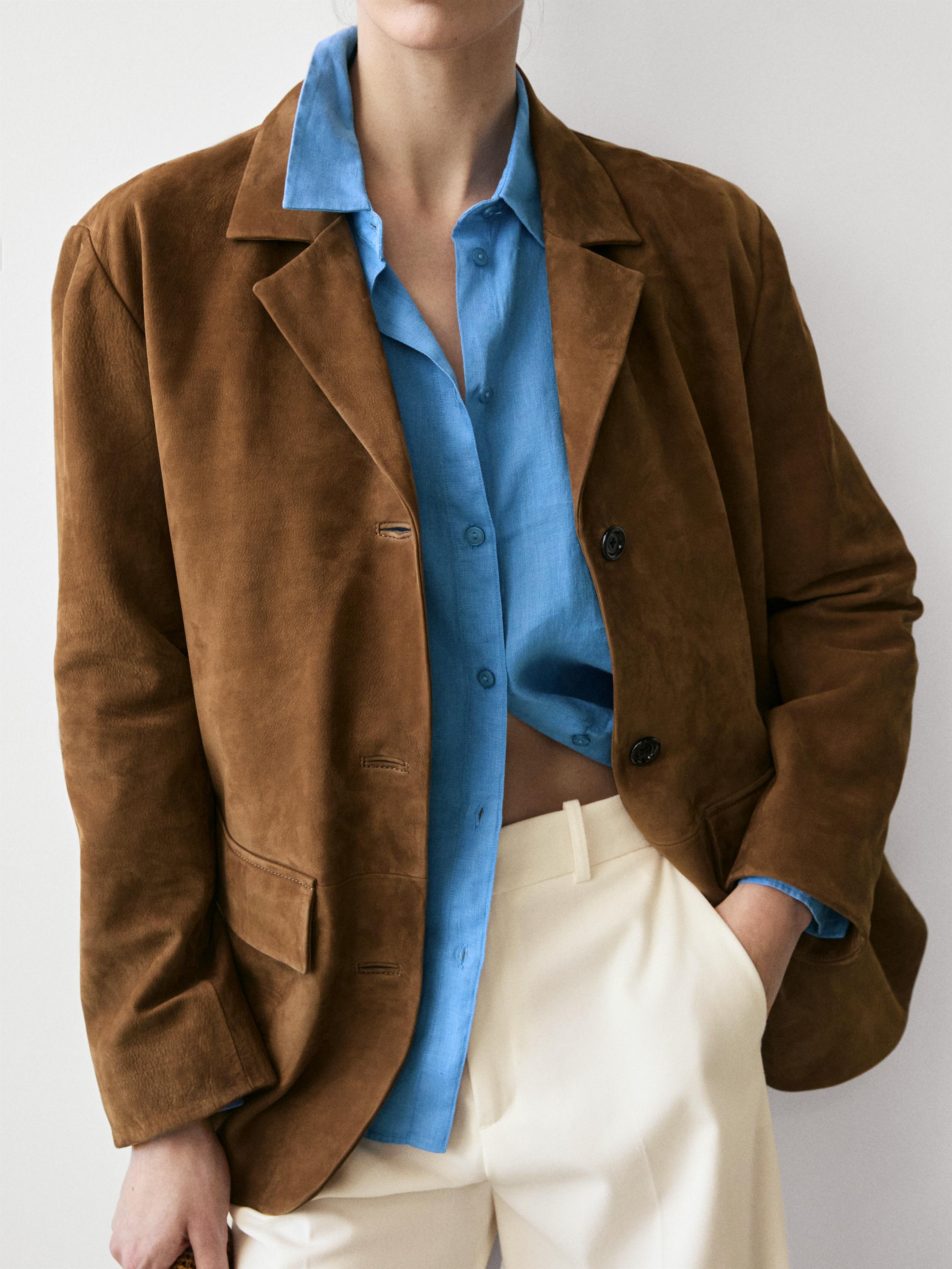 100% Suede lapel blazer — Dark mink