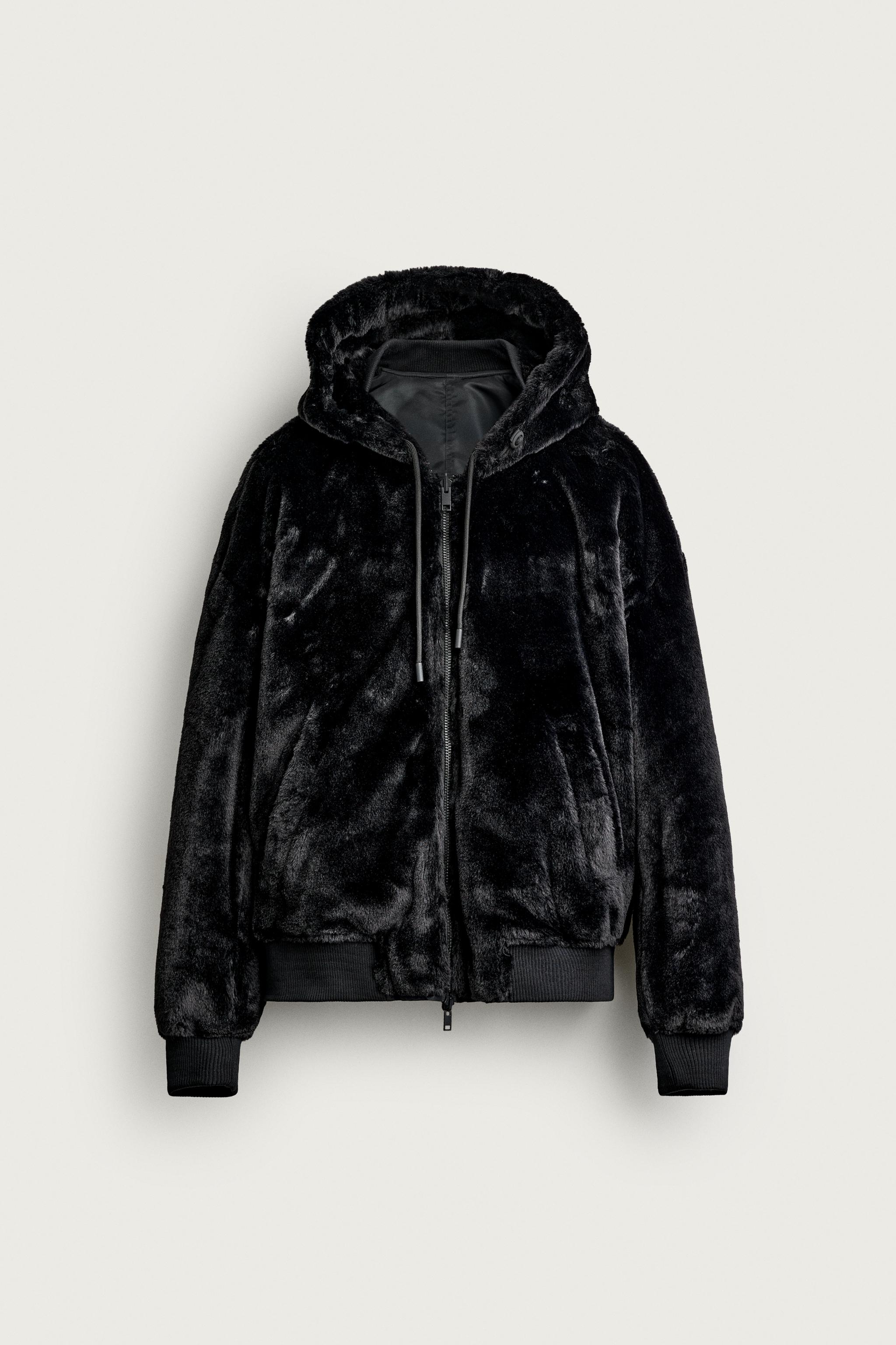 リバーシブルフェイクファーボンバージャケット - ブラック | ZARA