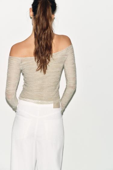 OFF-SHOULDER KNIT TOP - Sand / Marl by Zara - Image 5